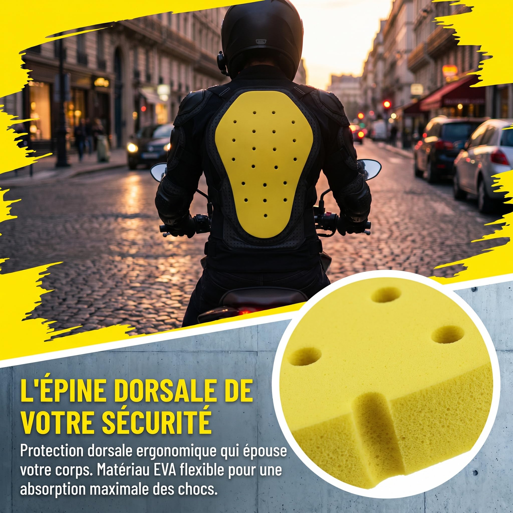 Sharplace Ensemble de Kit de Protection Moto 5 Pièces, Accessoire Doublure Amovible en Mousse, Protection Épaules, Coudes, Dos pour Motard
