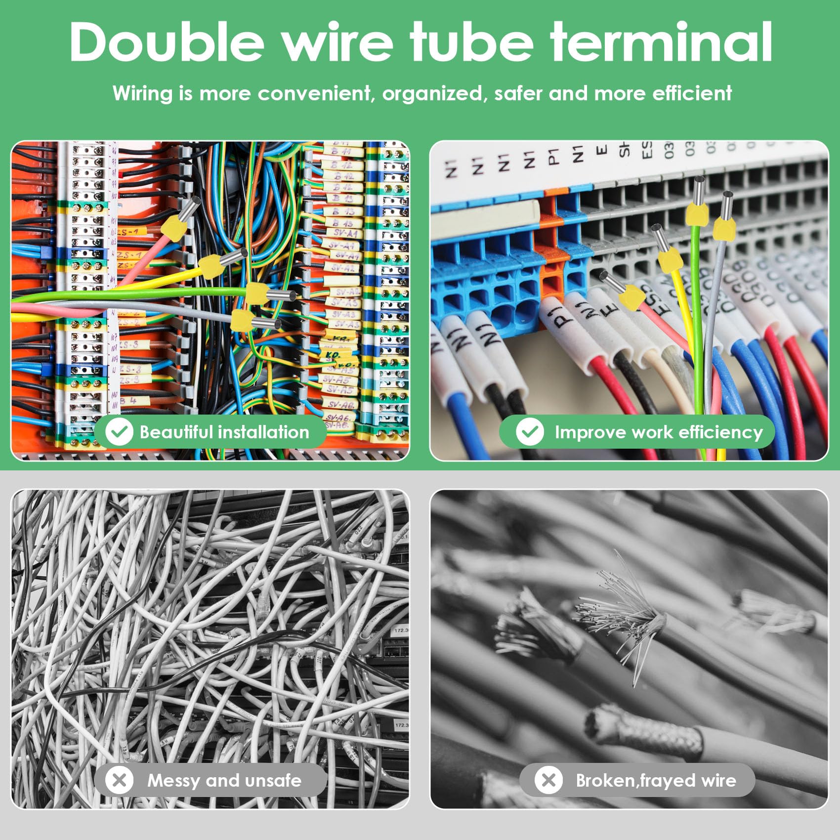 Plomevry 780Pcs Dual Bootlace Ferrule Teminator Kit Electrical Crimp Dual Entry Cord End Wire Terminal Connector - Image 2
