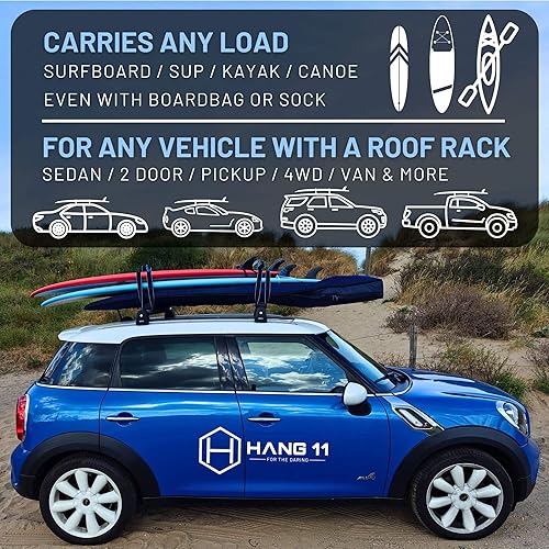 Miniatura 2 de Hang 11 Correas de amarre para tabla de surf para portaequipajes, extra largas (15 pies) y anchas (1.5 pulgadas), hebillas de silicona antiarañazos,