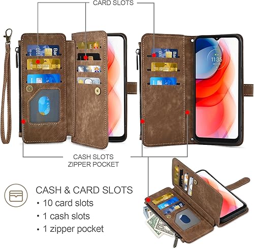 Miniatura 3 de Asuwish Funda de teléfono para Moto G Play 2021 y protector de pantalla de vidrio templado, soporte para tarjetas de crédito, accesorios para celda,