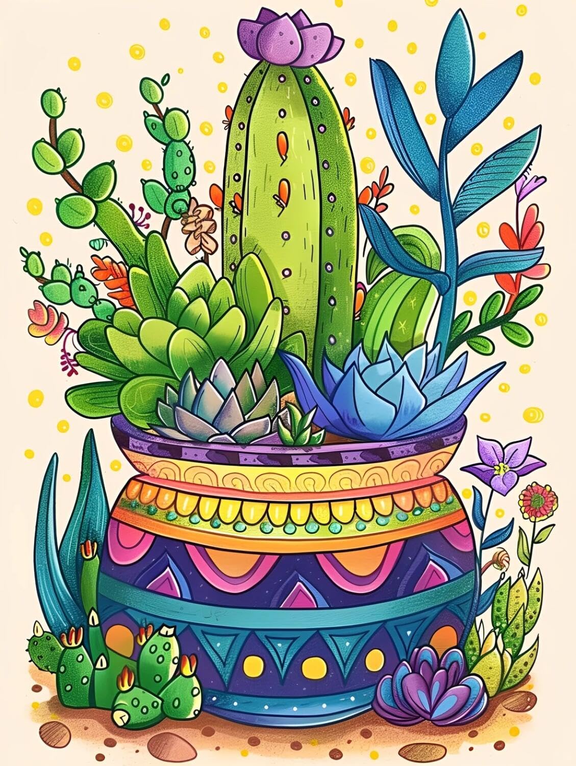 Rqwybcaxn Z Bead Cross Stitch Kits Cactus Flowers 40X50cm