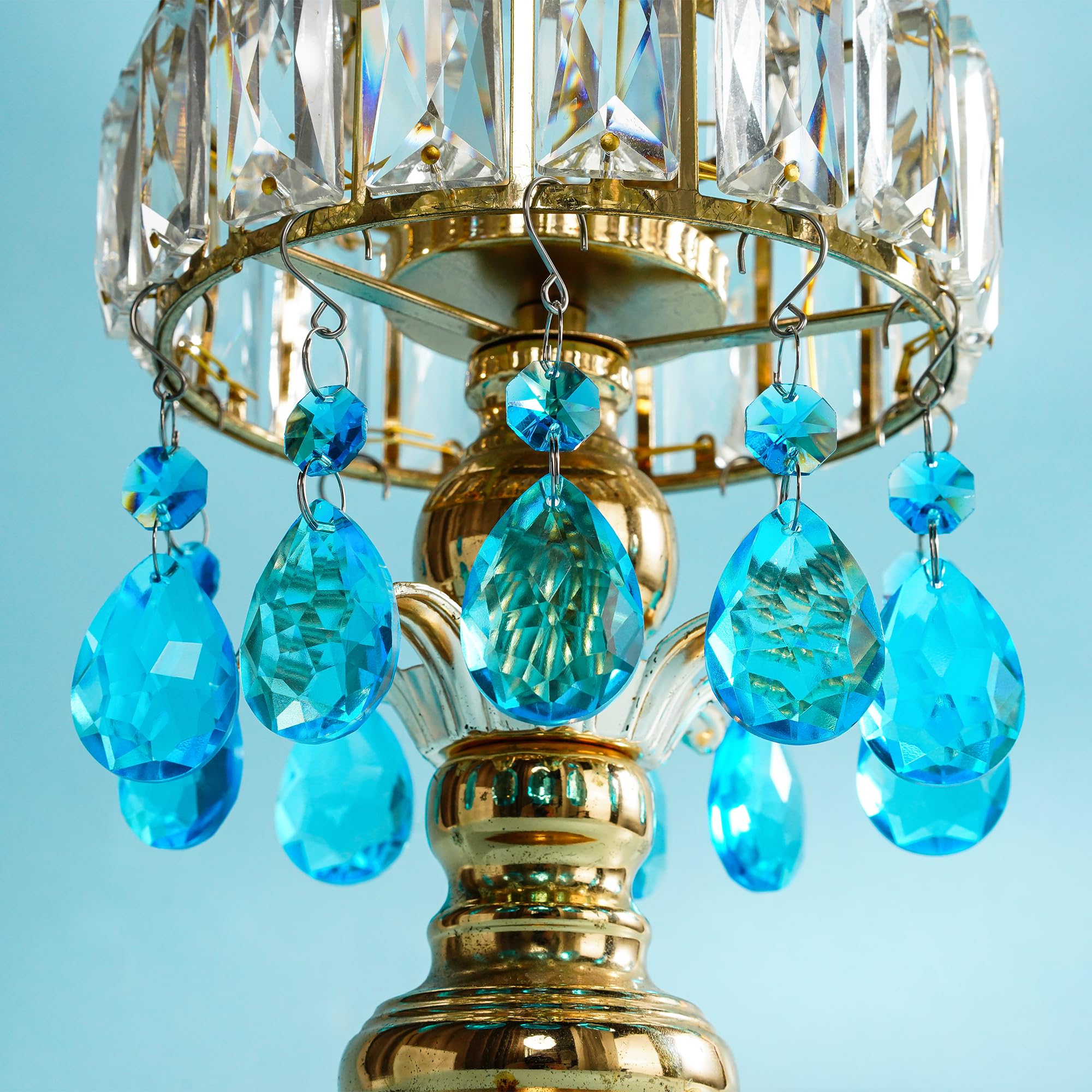 H&D HYALINE & DORA 3Inch Crystal Suncatcher Bauhinia Prisms Pendants 10Pcs Chandelier Crystals Replacement Hanging Sun Catcher Beads for DIY Arts Crafts Decor (Lake Blue) — image 1
