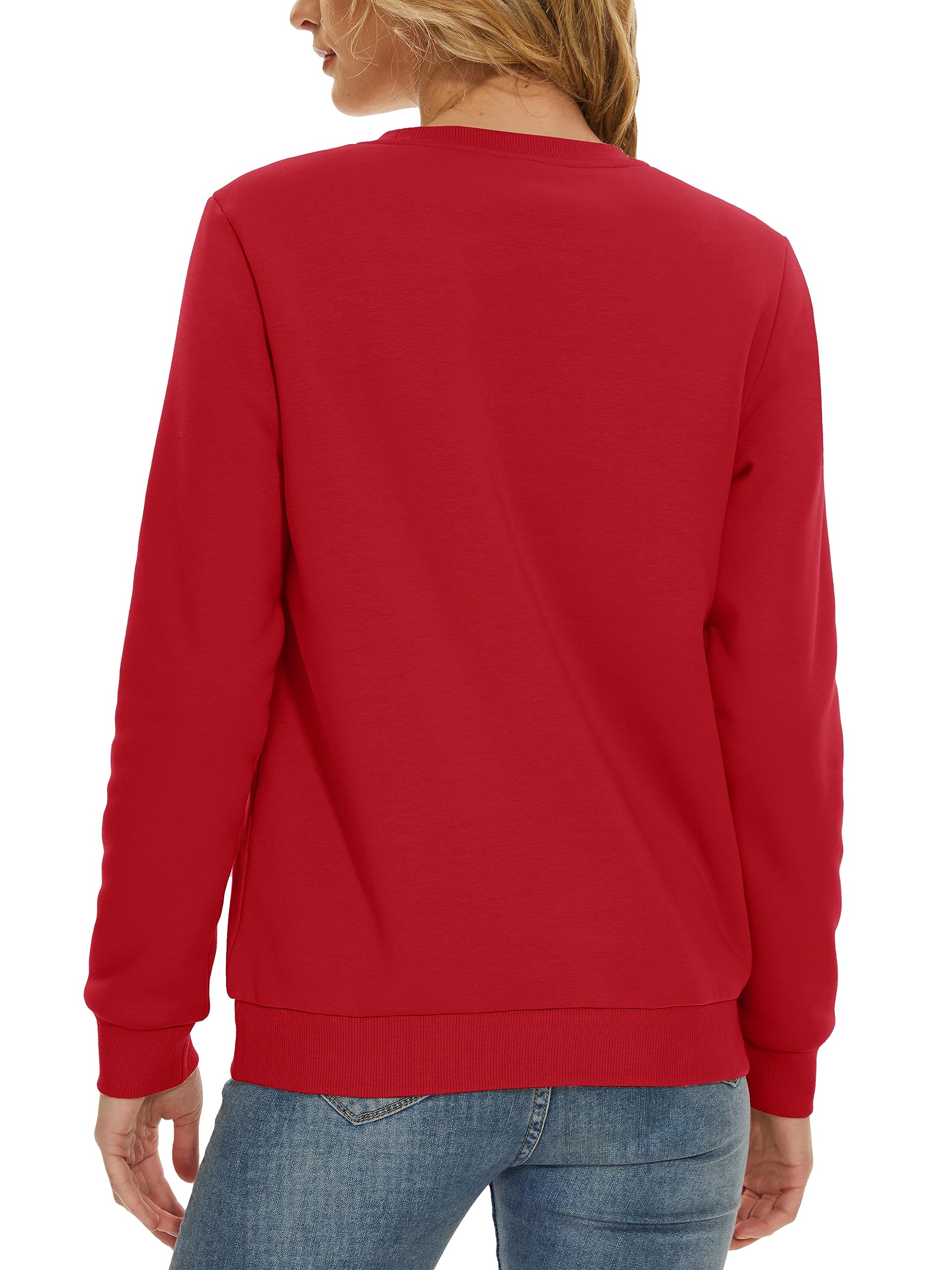 TACVASEN Maglione Donna Felpa Cotone Maglia Maniche Lunghe Girocollo Senza Cappuccio Maglione Basic Invernale Pile Top Casual Caldo Camicetta