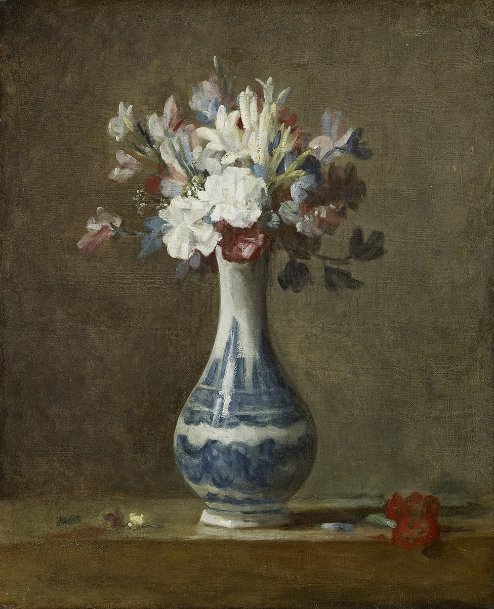 Lámina enmarcada Jean Chardin A Vase of Flowers mediana mate libre de reflejos