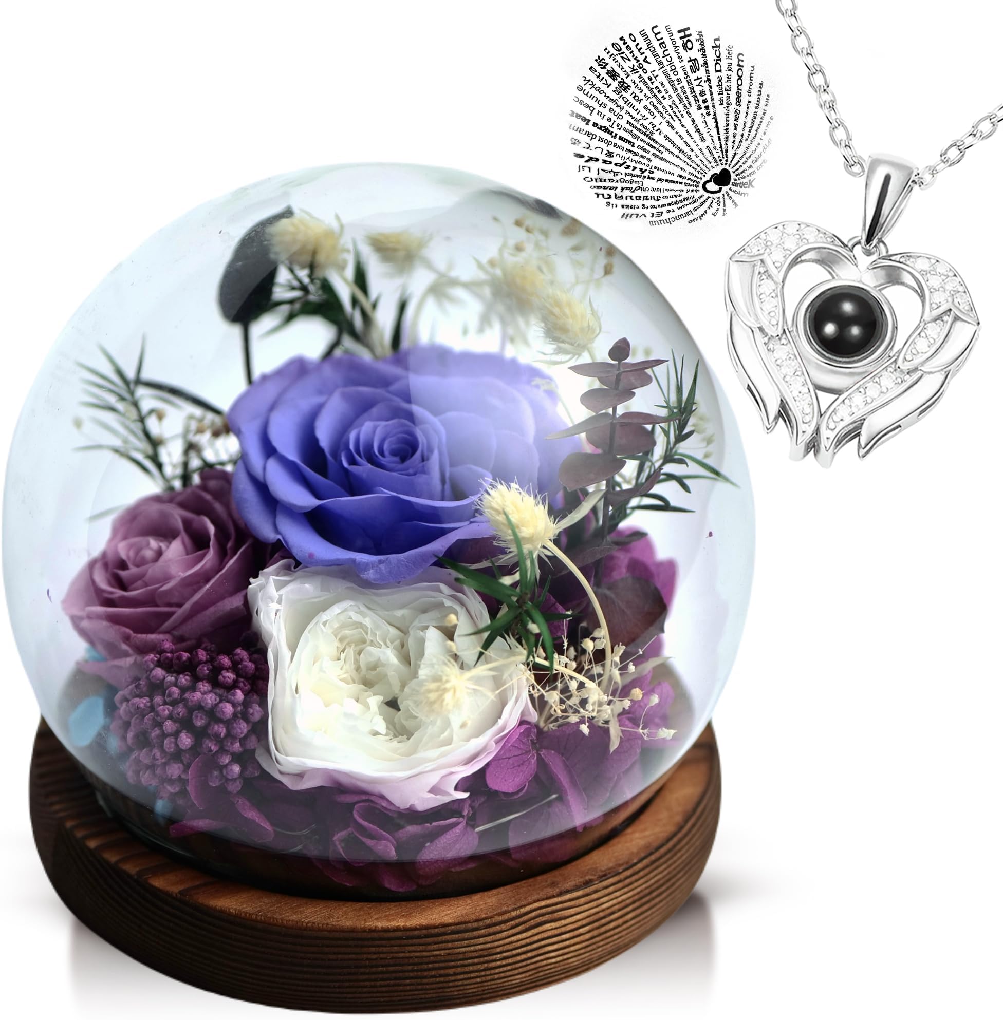 NTR BEST STORE Gifts with roses for Mother's Day, Rose in a glass dome, Gifts for women Moms Her grandmother, Birthday, Valentine's Day for all The holidays of life for lovely women (Blue)