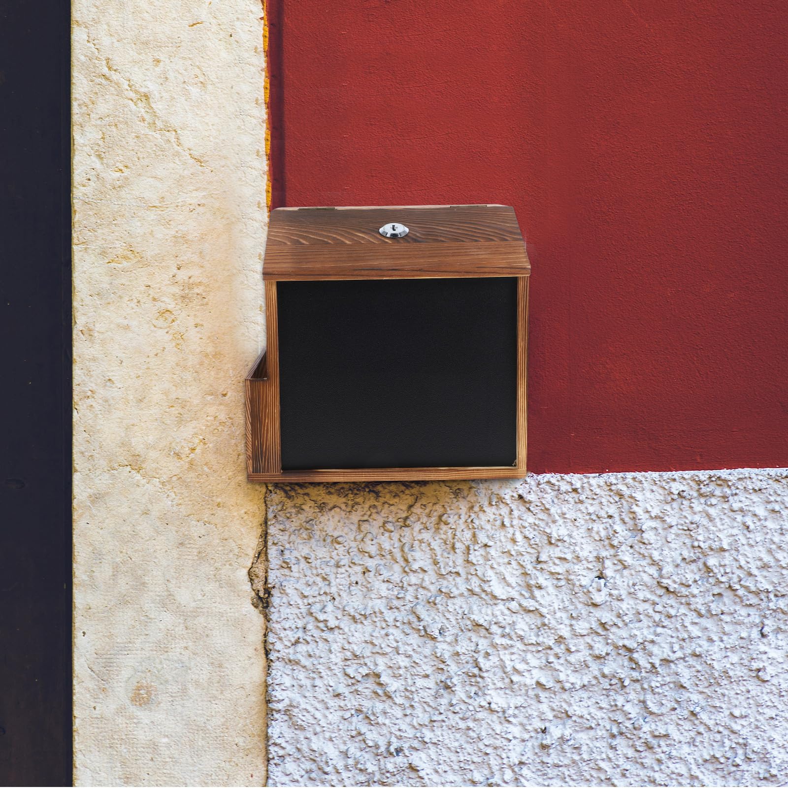Caja de Donaciones de Madera y Superficie Pizarra con Cerradura Buzón de Pared Incluye Tornillos para Montaje para Sugerencias y Propinas en Restaurantes