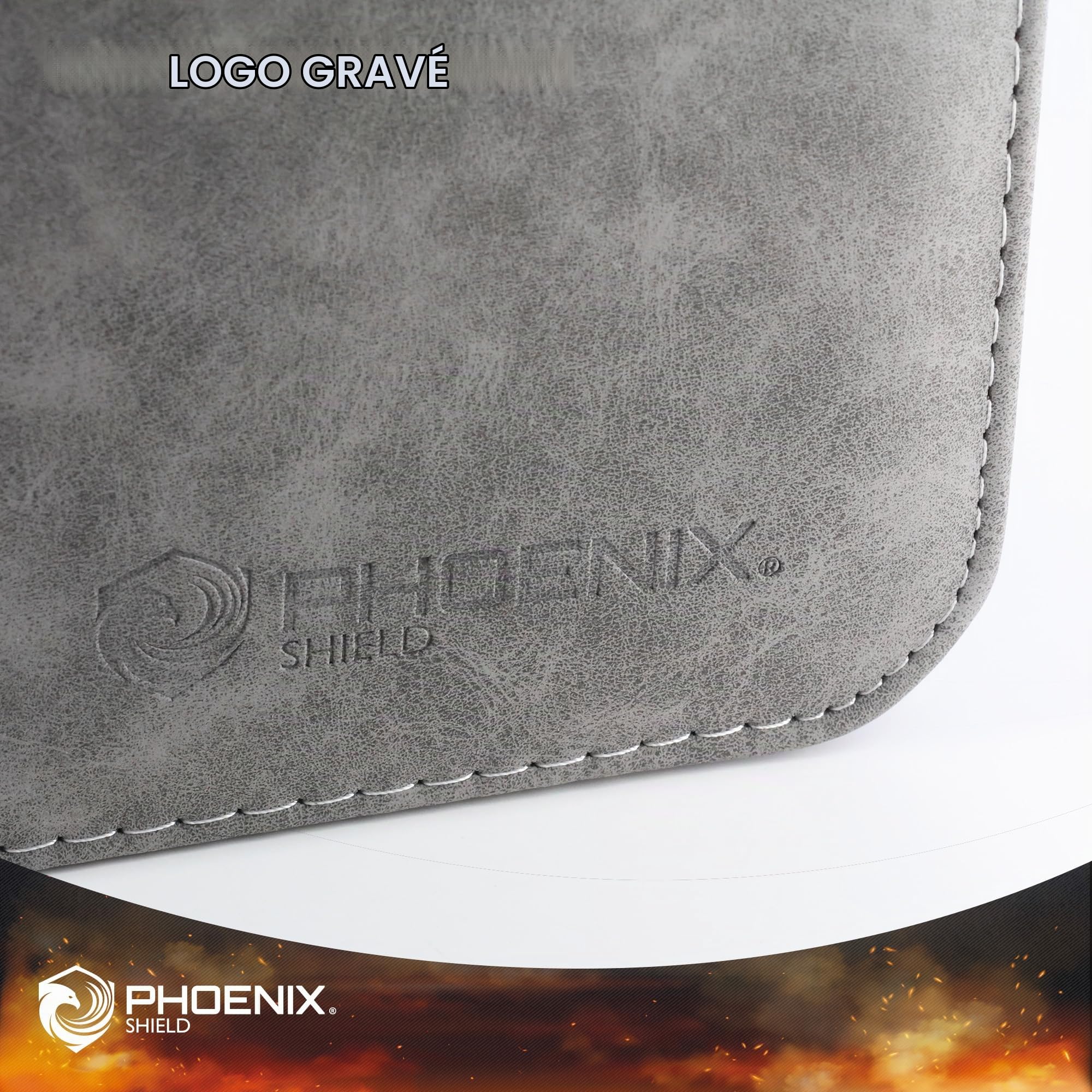 Phoenix Shield 69109 – Album Gris effet cuir 9 pochettes pour cartes en toploader (360 cartes) – Classeur rigide à fermeture éclair avec ouverture latérale