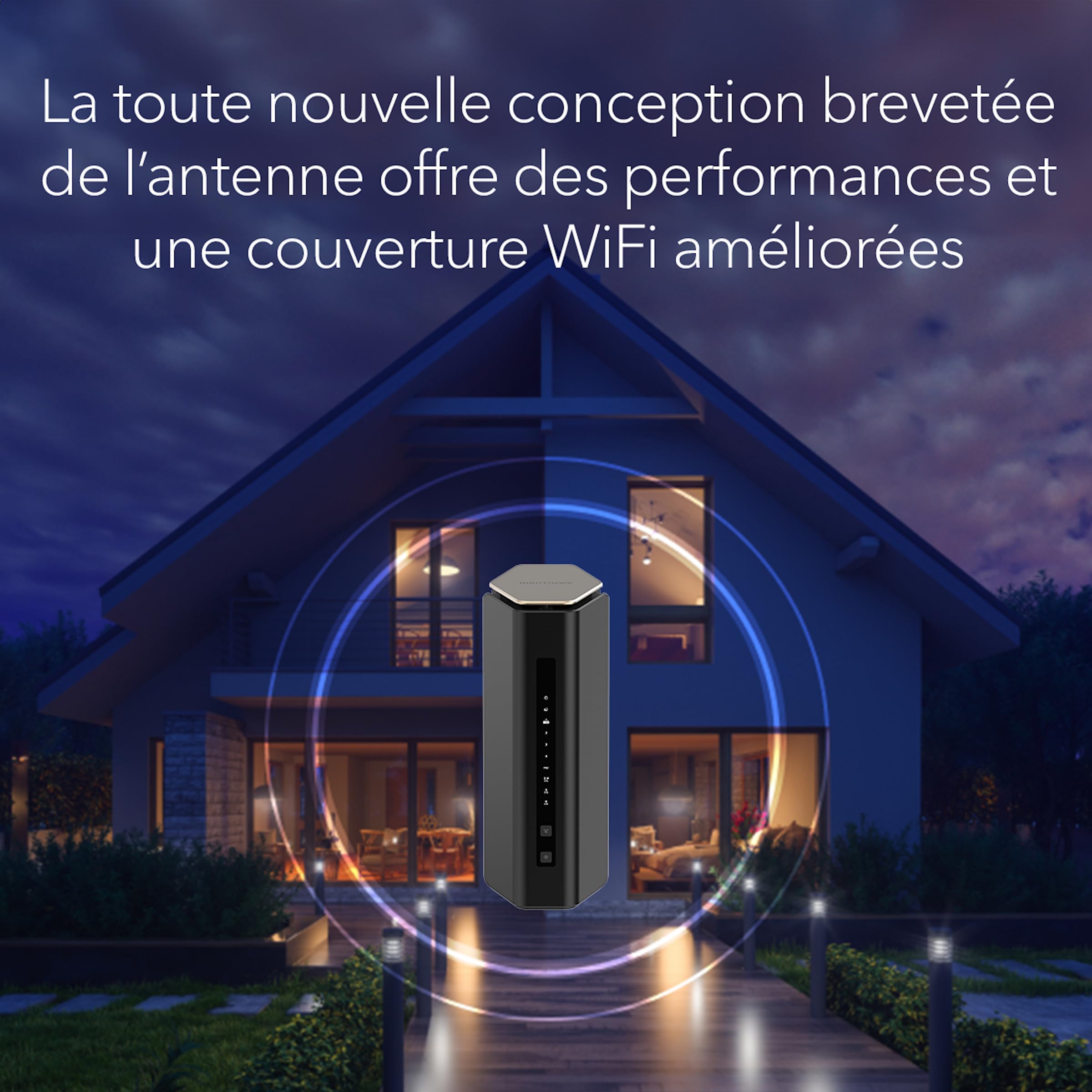 Netgear Nighthawk Routeur WiFi 7 tri-Bande (RS600) - Fonctions de sécurité, Vitesse sans Fil BE18000 (jusqu'à 18 Gbit/s) - Port Internet 10 Gbit/s - Couvre jusqu'à 250 m2, 150 périphériques