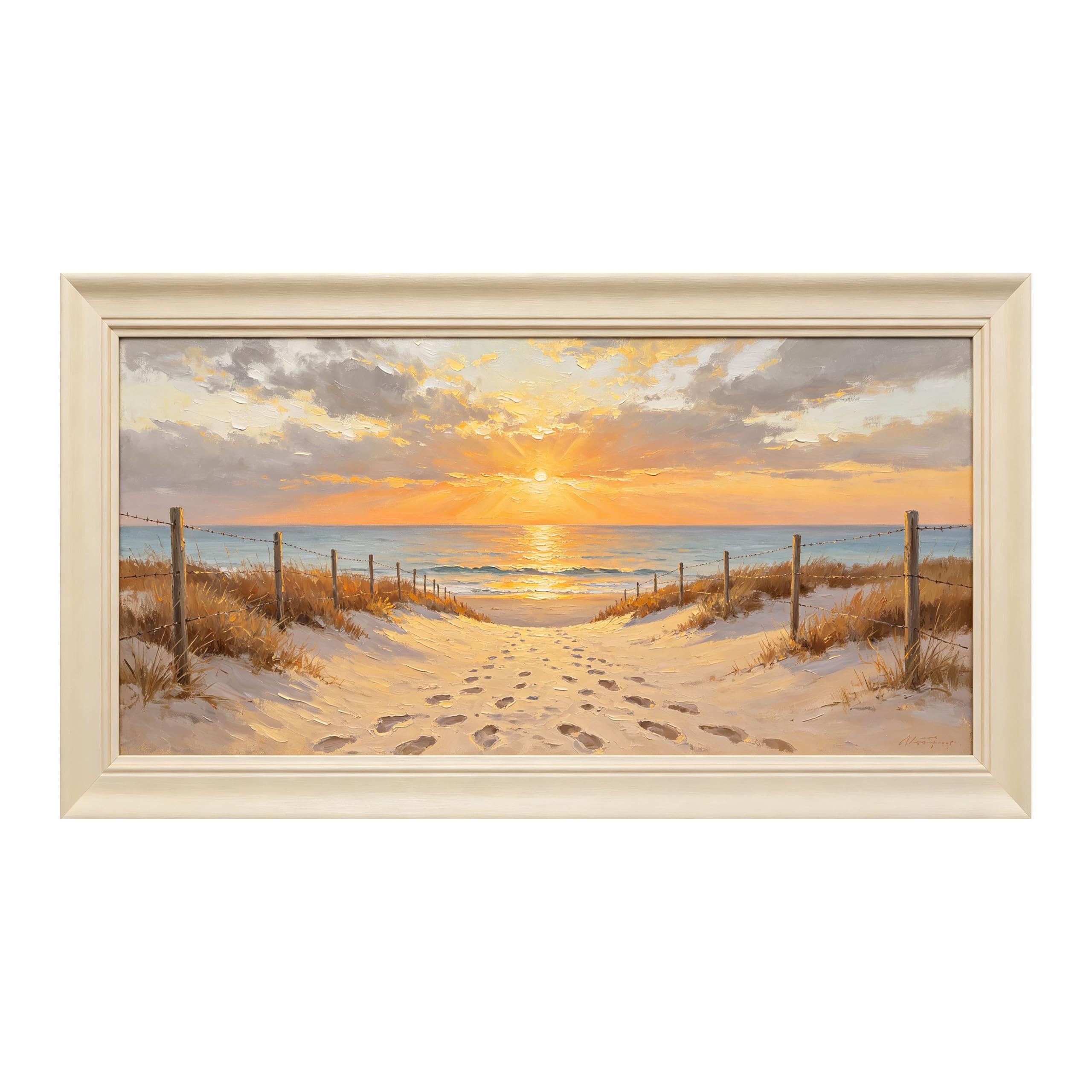 Yzpallescene Art260711085 3D Framed Wall Art Coastal Sunset Seascape Oil Painting Large Size Selfadhesive Removable Wall Decor Prints Artwork For Living Room Bedroom Office