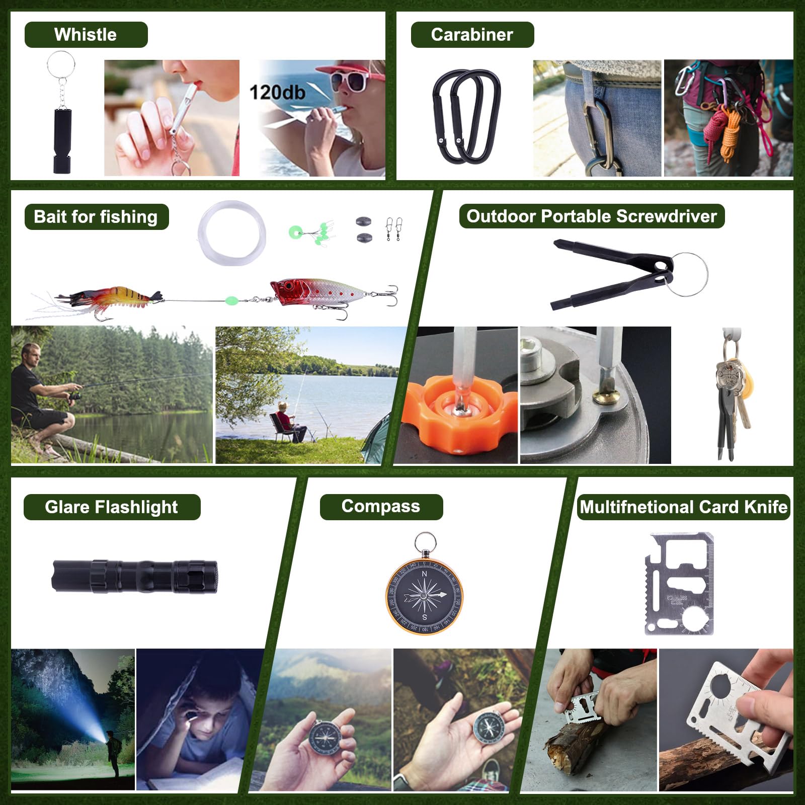 Calendario dell'Avento Survival Uomo Dotato di Strumenti di Sopravvivenza all'aperto di alta Qualità e Attrezzature di Emergenza Essenziali Regalo per Escursionisti, Campeggio e Caccia