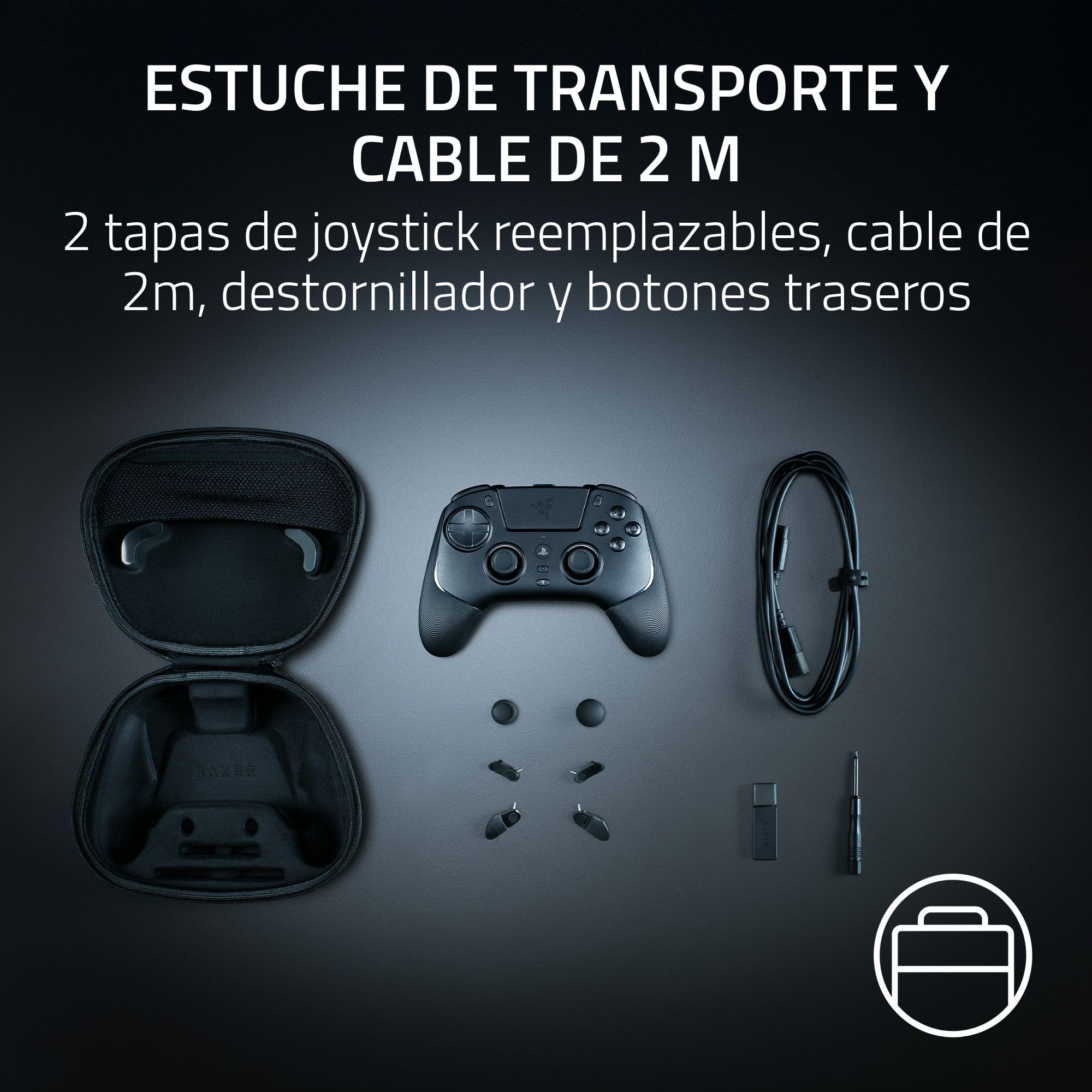 Razer Raiju V3 Pro - Mando inalámbrico e-sports para PlayStation 5 y PC - 4 botones extraíbles y 2 garras de agarre - sticks analógicos TMR - Pro HyperTrigger - Botones Mecha-Táctiles | Negro