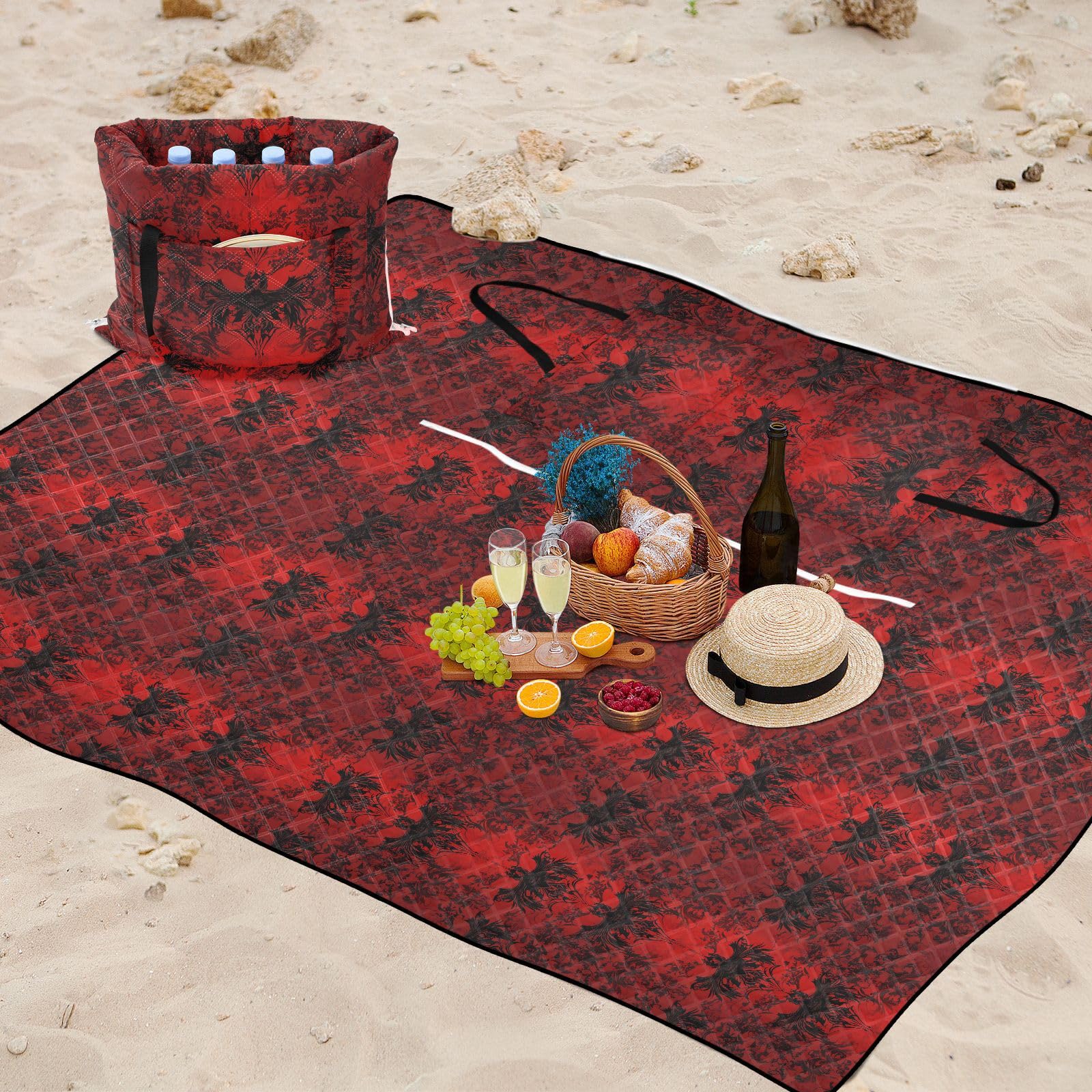 Tappeto da picnic per campeggio, morbido al chiuso, coperta da campeggio, per la famiglia, articoli da picnic, coperta rossa d'angelo, coperta di morte per Giorno de Campo