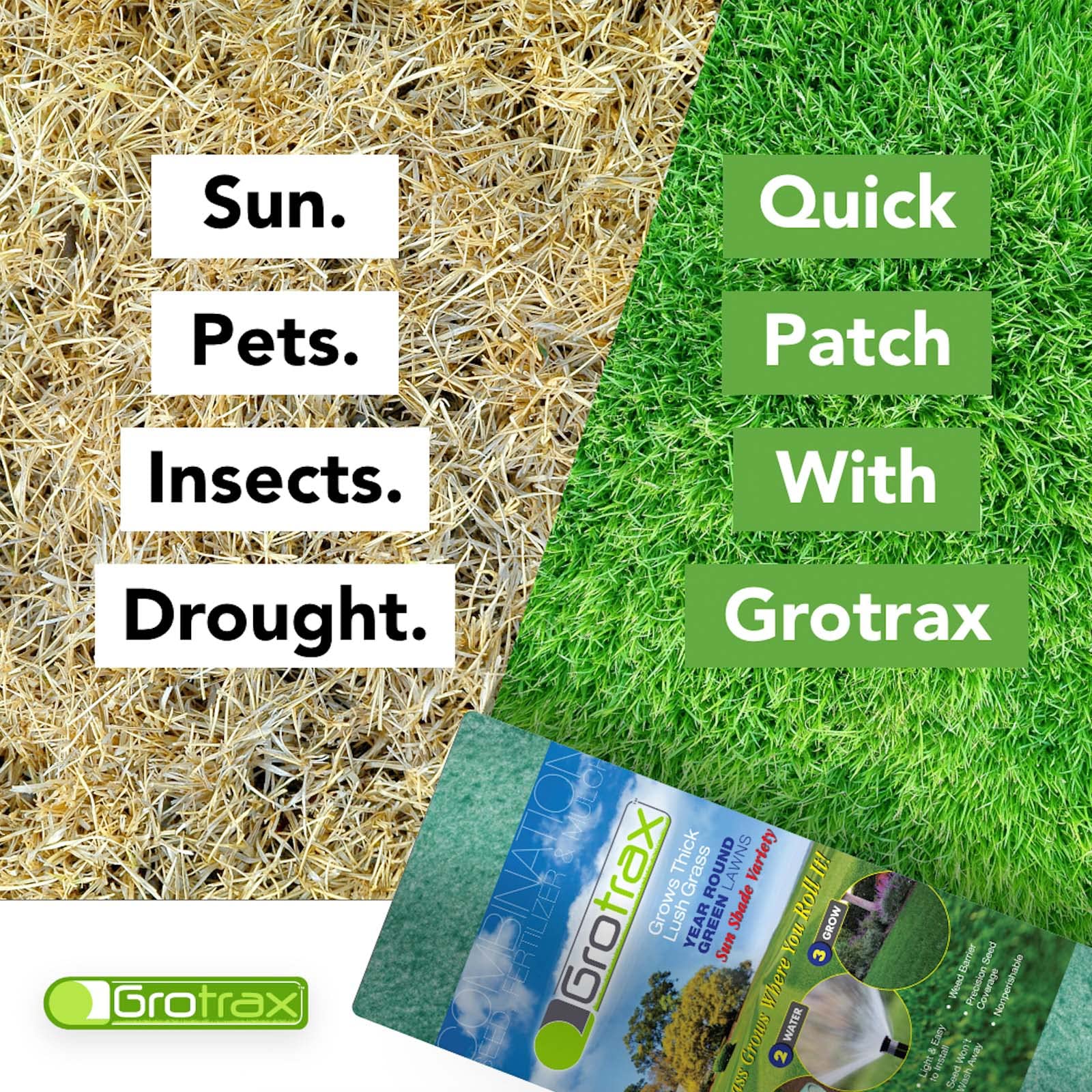 Grotrax Biodegradable Grass Seed Mat 55 SQFT Year Round Grass Seed