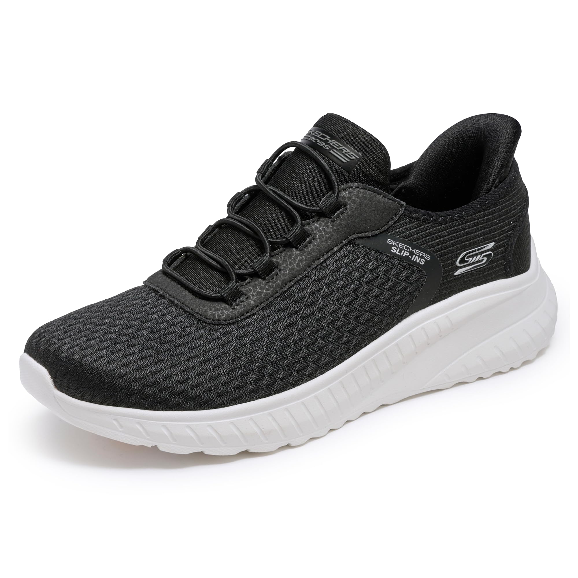 Skechers Women's Bobs Squad Chaos in Color Slip-in Trainers, Black Mesh Trim, 6.5 UK