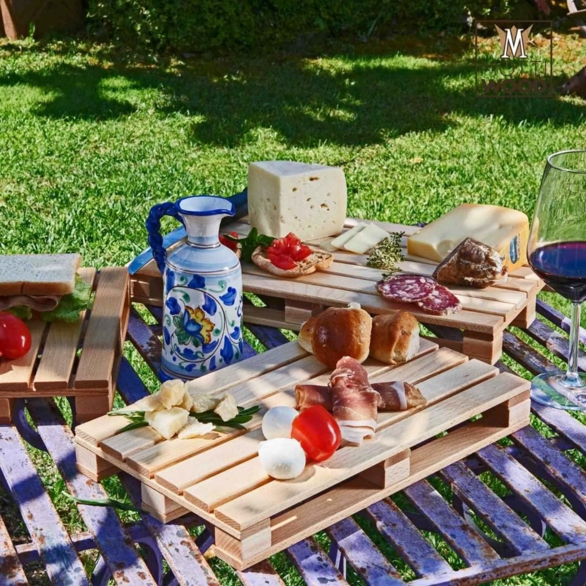 Tagliere Vassoio Pallet, Legno Faggio, 30×20x4h cm, Vassoio Aperitivi, Pedana in Legno, Made in Italy (2)