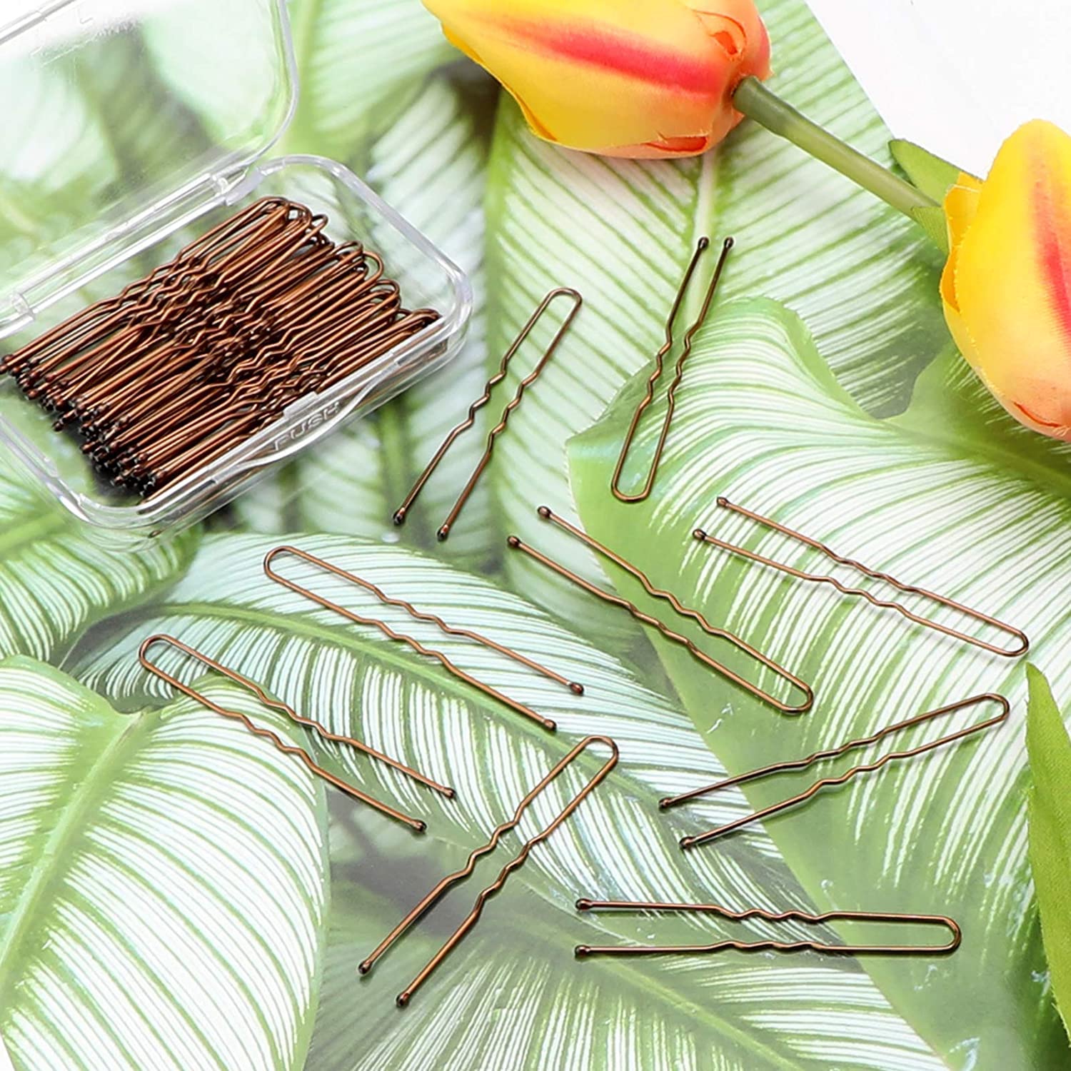 AIEX 50 piezas Kit de horquillas U, pinzas para el cabello, para mujeres, niñas y peluquería, marrón