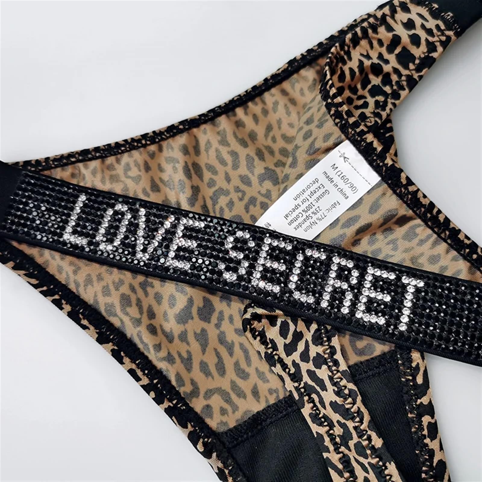 Bragas Braguitas Tangas 4 unids/set de cintura baja, tangas sexis for mujer, bragas con diamantes de imitación, letras, diamantes, deportiva, pantalones cortos, calzoncillos con espalda en T, talla S-
