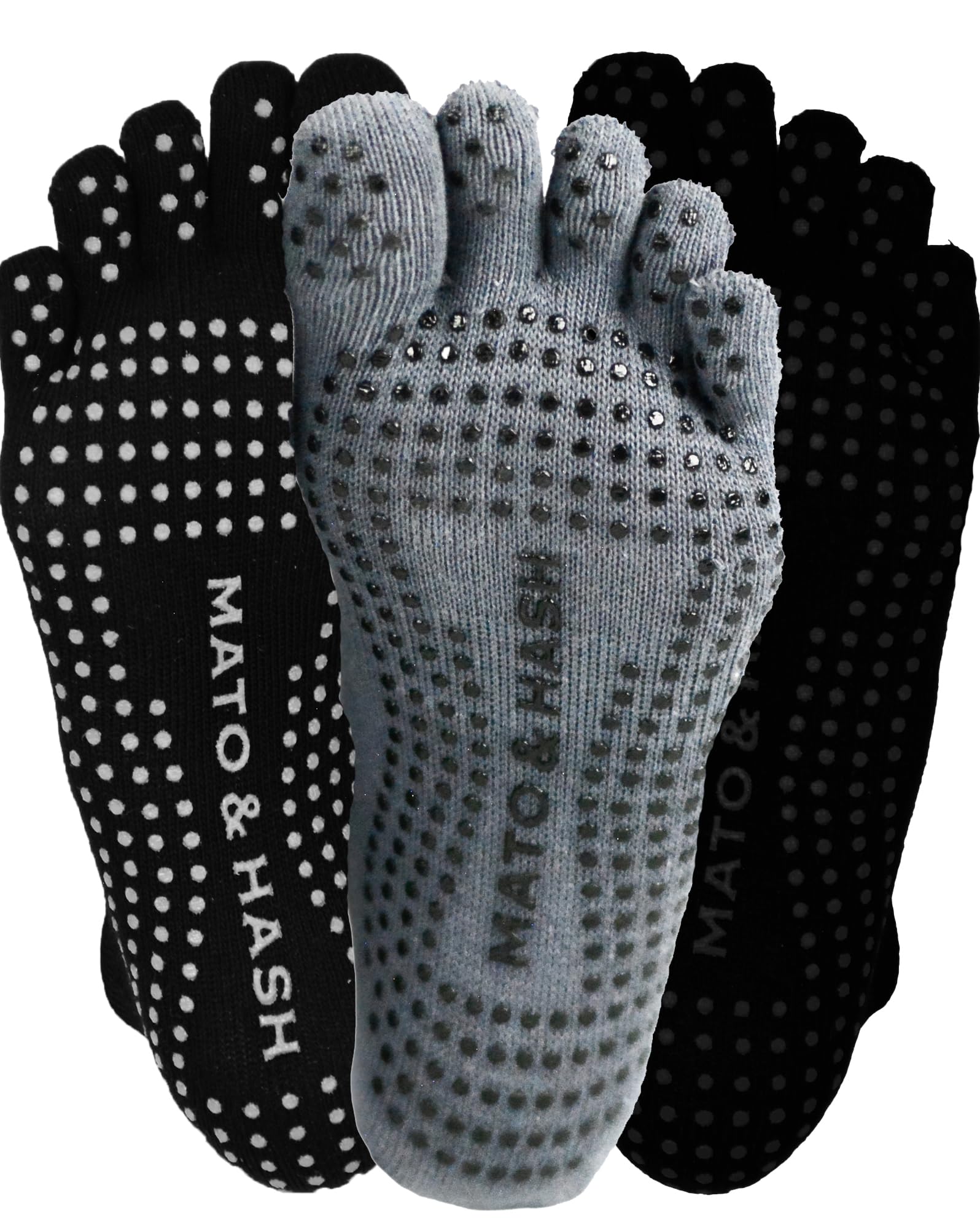 Mato &amp; Hash 5-Toe Exercise Barefoot Feel Yoga Socks With Full Grip