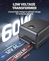 Vista 4 de DEWENWILS Transformador de paisaje de bajo voltaje de 60 W con sensor de fotocélula, transformador de bajo voltaje de 120 V CA a 12 V CA
