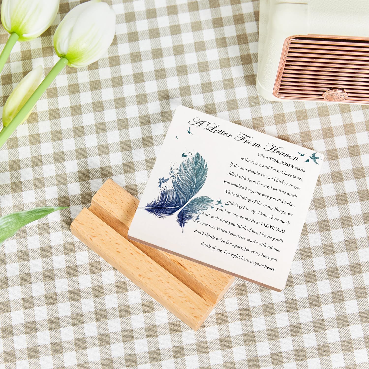 Bereavement Gift, Memorial Gifts for Loss of Loved One Loss of Family Member, Condolence Wood Sign With Wooden Stand, Sympathy Decor Sign Plaque, Sentimental Gifts for Home Table Decorations - Image 4