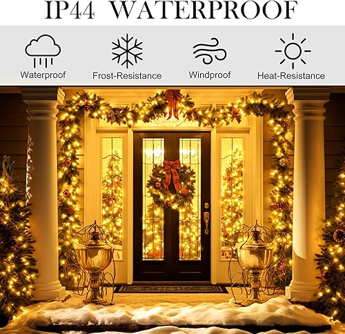 Miniatura 4 de weillsnow 1000 luces LED de Navidad de 328 pies, 8 modos de iluminación con control remoto y temporizador, luces de árbol de Navidad, impermeables