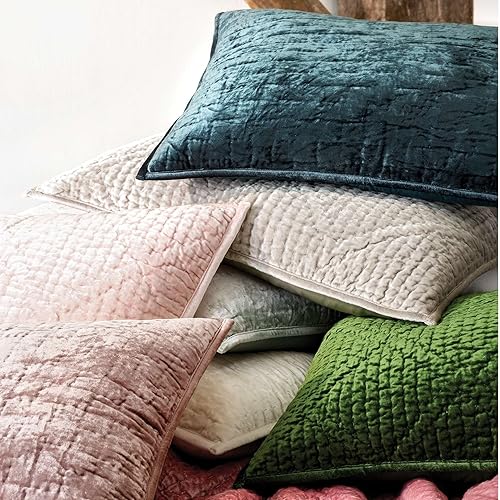 Miniatura 3 de Parisienne - Funda acolchada de terciopelo Evergreen, tamaño europeo, patrón sólido verde