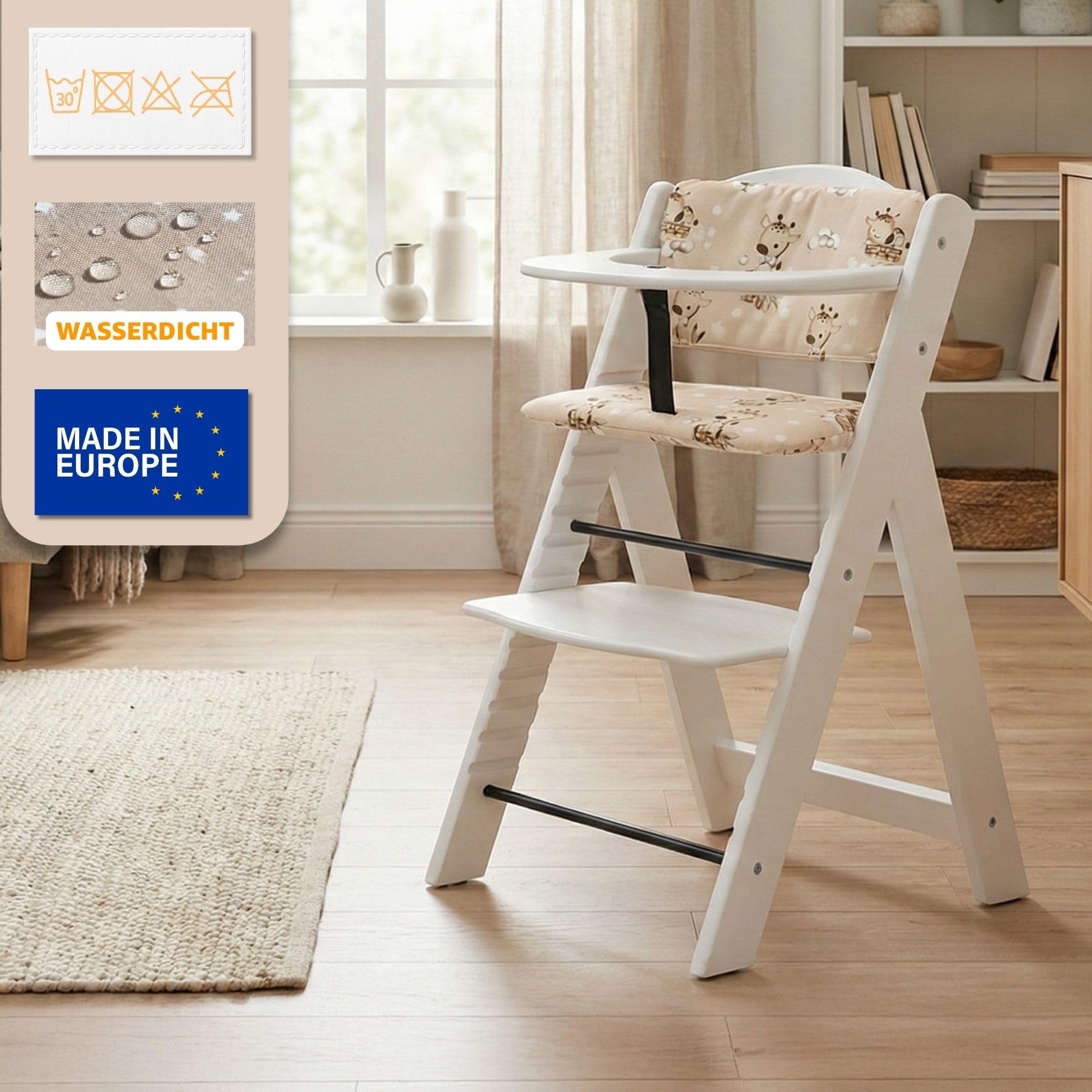 Copri seggiolone pappa universale 2 pezzi - copriseggiolone bambino e bambina per Hauck e Stokke cuscino imbottitura riduttore per sedia con un rivestimento impermeabile stabile Oeko-Tex Safari