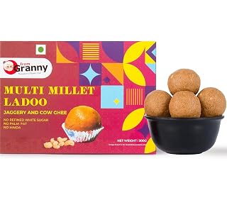 From Granny - Multi Millet Laddu | Mix of Jowar, Foxtail and Bajra Ladoo | Millet Ladoo with Premium Cow Ghee and Jaggery | Homemade Millet Snacks - No Maida | 200g