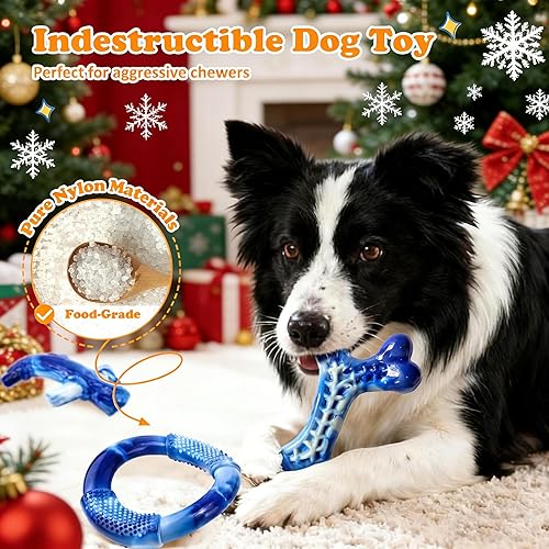 Miniatura 4 de Furdog Juguetes indestructibles para perros masticadores agresivos, paquete de 3, juguetes resistentes para perros grandes, juguetes masticables