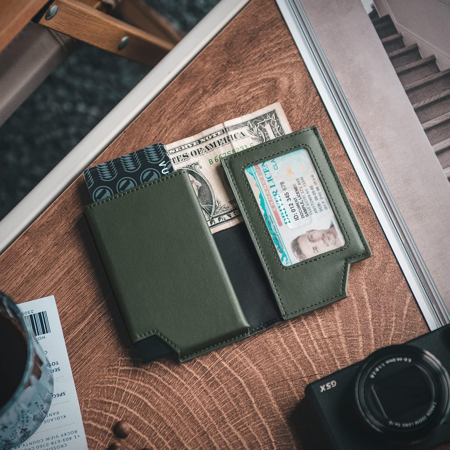 VULKIT Men's Wallet Minimalist Pop Up Card Holder RFID Blocking Magnetic Closure Leather Wallet with ID Window for Cash & Credit Cards Up To 11 Cards - Image 6