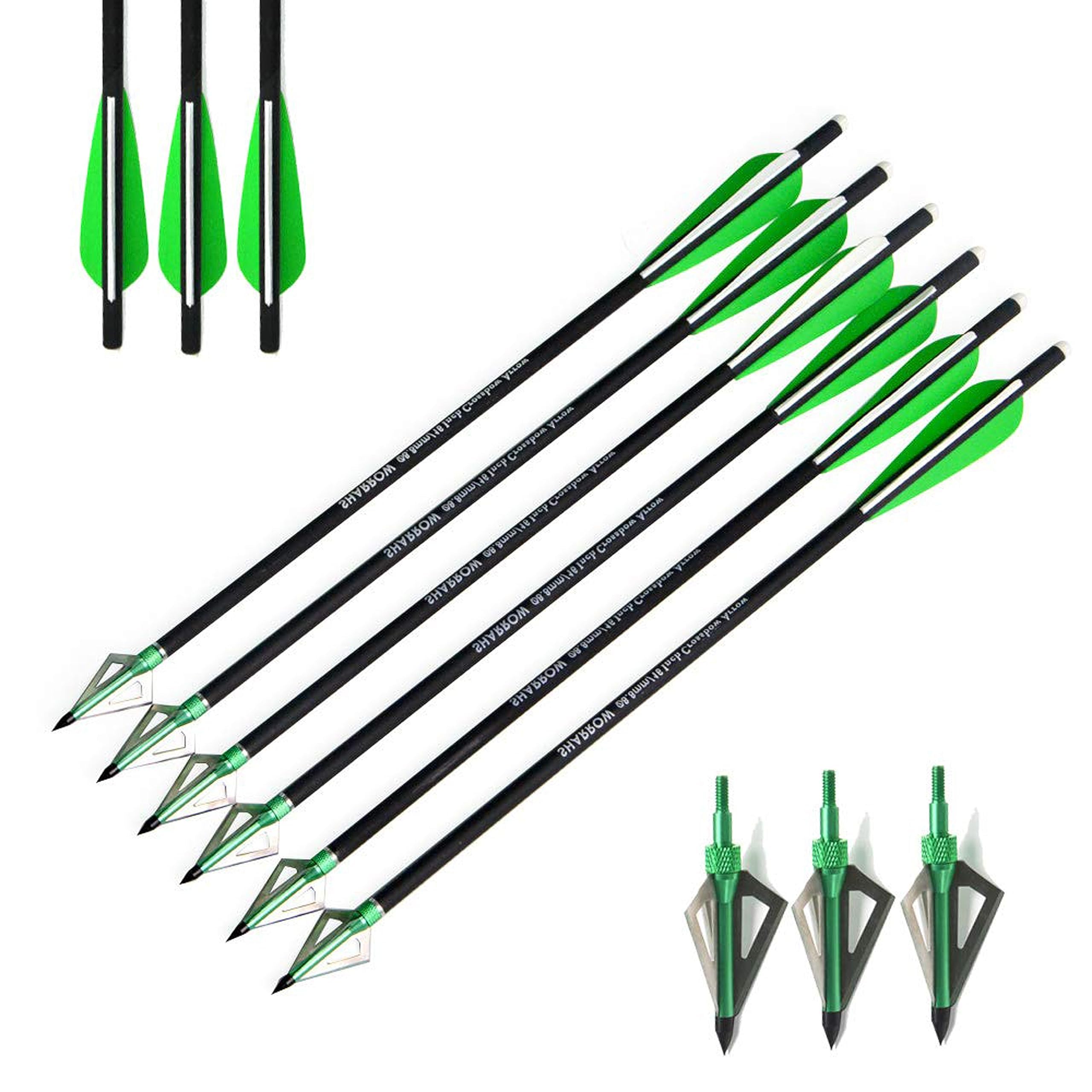 AMEYXGS 12pcs Flèches D'arbalète Mélangées de Carbone de Boules D'arbalète 16 "17" 18 "20" 22 "pour La Pratique de Chasse à L'arbalète et de Tir à l'arc