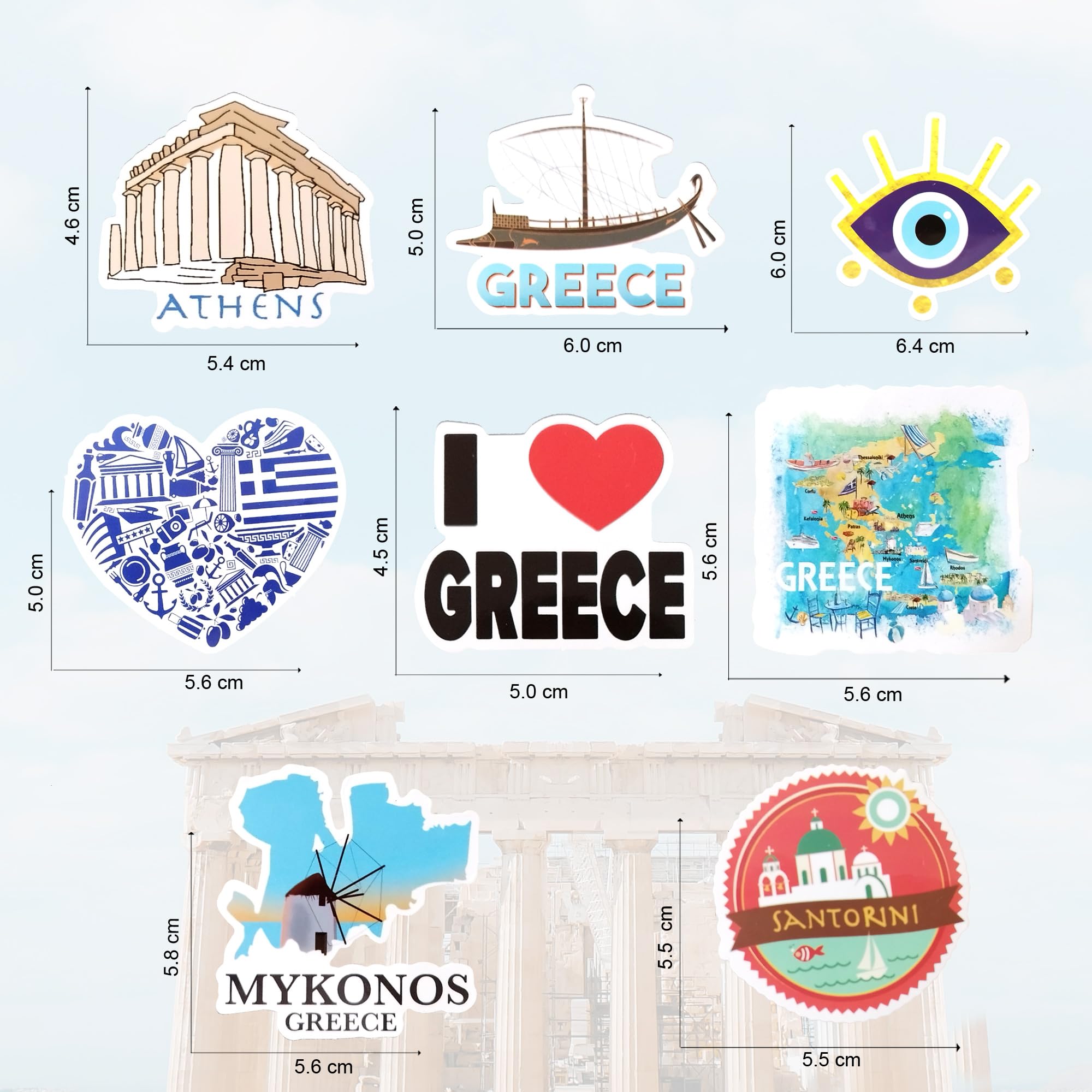 Greece Travel Stickers for Scrapbooking Laptop Stickers Suitcase Sticker Travel Decals Aesthetic Scrapbook stfor Adults for Children Planner - Image 2