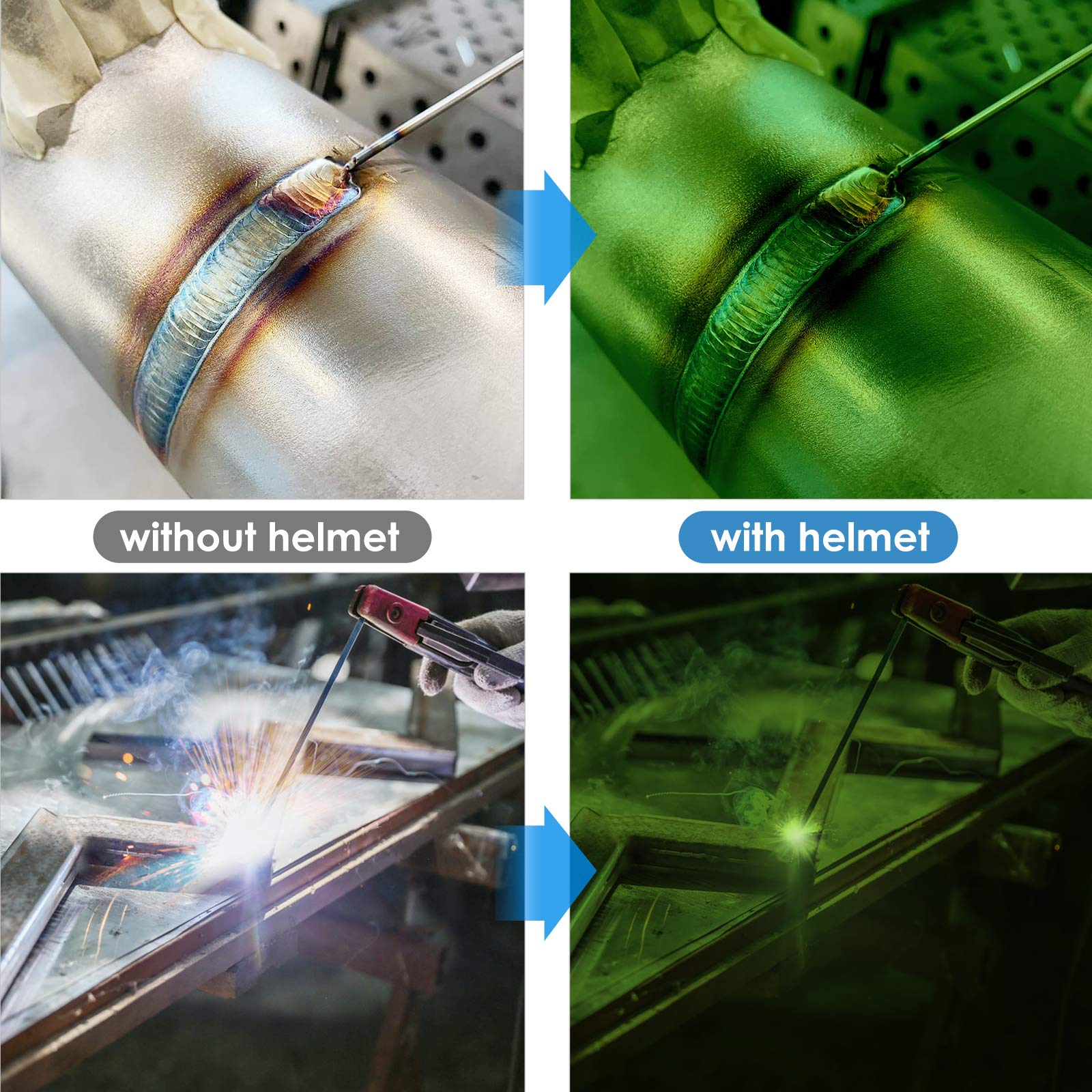 Maschera Per Saldatura SHYOSUCCE Con Oscuramento Automatico - 16 Livelli DIN 9-13, Per MMA/MIG/TIG, 5 Lenti Incluse - Foto 3