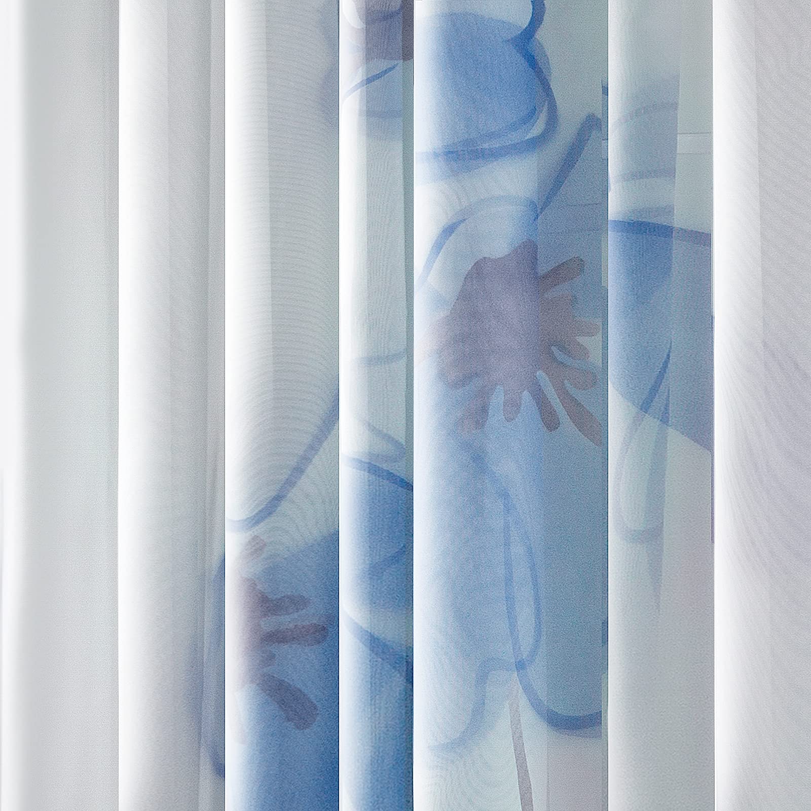 SIMPVALE 2 Pezzi Tende Della Soggiorno a Garofano Stampato Floreale Manuale Trattamento Delle Finestre per Sala, larghezza 150 cm, Blu, Altezza 270cm