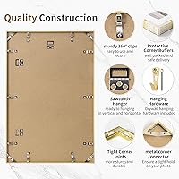 Vista 97 de Fun Memories Portarretratos de metal de 16 x 20 pulgadas con paspartú de 11 x 14 pulgadas, acabado de aluminio cepillado, parte delantera de vidrio