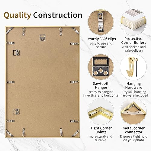 Miniatura 97 de Fun Memories Portarretratos de metal de 16 x 20 pulgadas con paspartú de 11 x 14 pulgadas, acabado de aluminio cepillado, parte delantera de vidrio