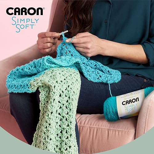 Miniatura 2 de Caron Simply Soft - Hilo azul cobalto, paquete de 3 unidades de 6.00oz6 onzas, acrílico, 4 medianos (peinado), 315 yardas, tejidoganchillo