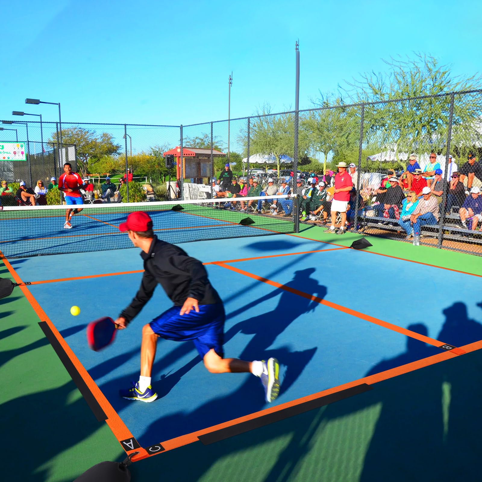 Kit de marquage de terrain de pickleball TOBWOLF, marqueurs de lignes temporaires portables avec ruban adhésif et 8 sacs de sable