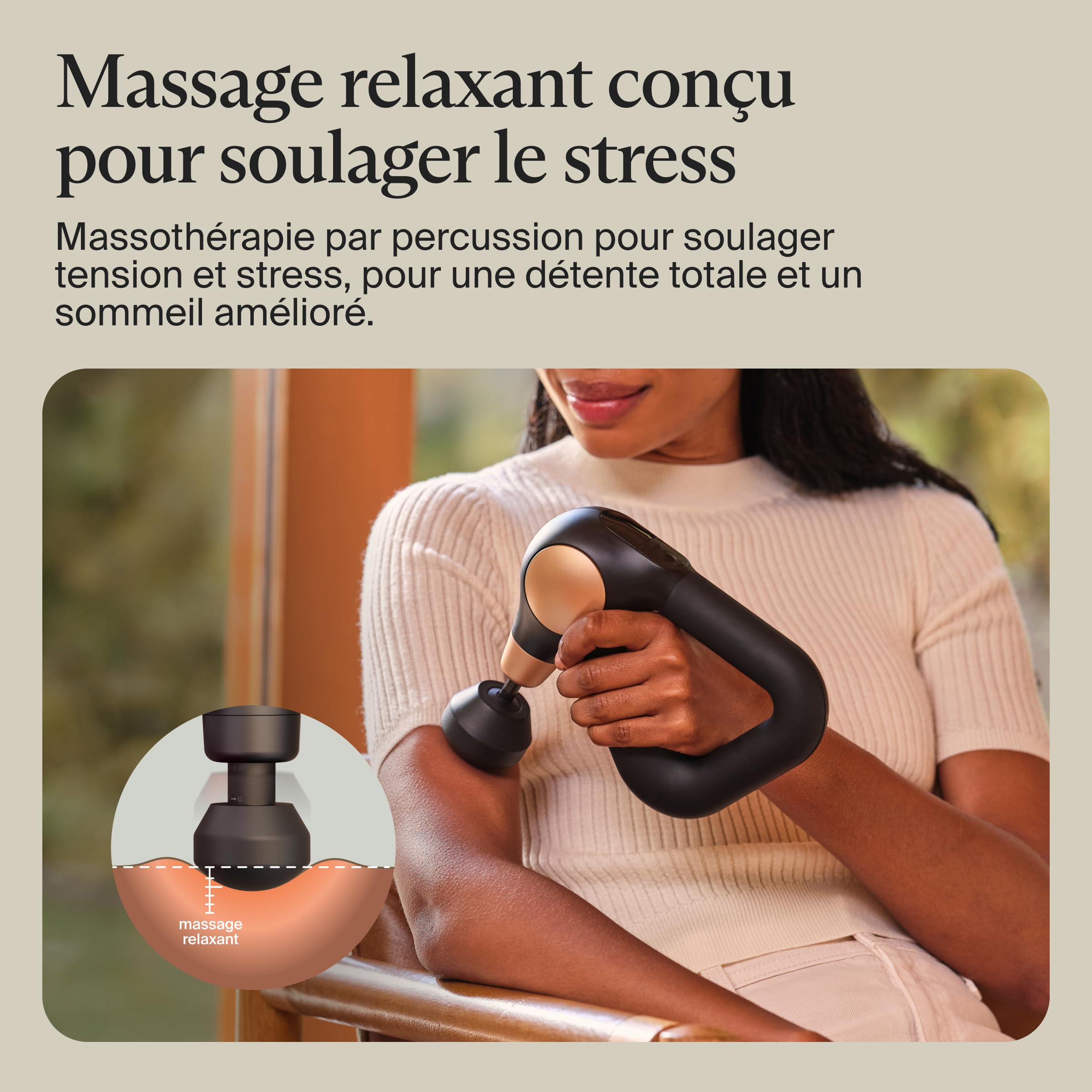 Therabody Theragun Sense Pistolet de massage (2e génération) Pistolet de massage relaxant avec routines guidées intégrées pour soulager facilement le stress, les tensions et le sommeil