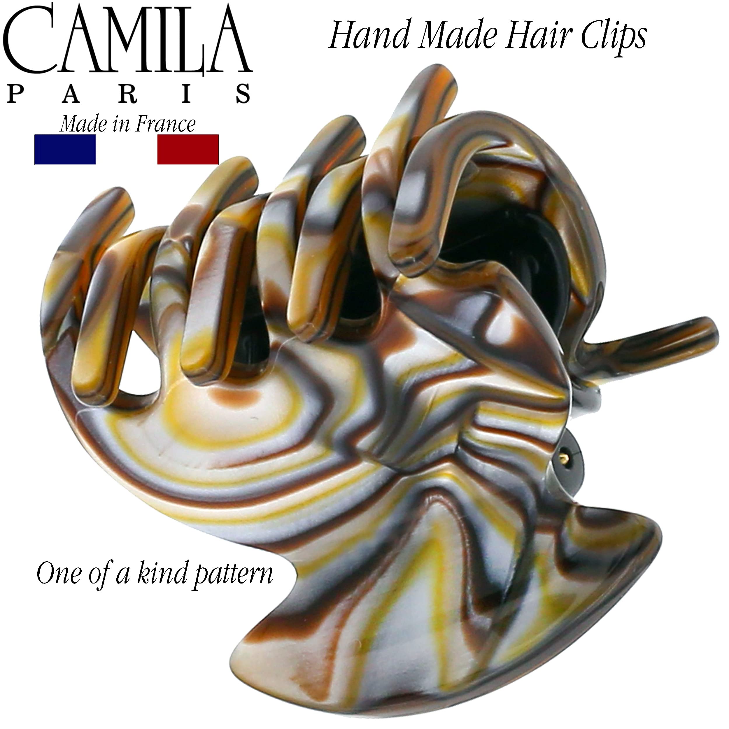 Camila Paris CP3180 Französische Haarspange für Frauen, handgefertigt, Onyx, kleine Mädchen, Haarklammern, langlebig, Styling-Haarschmuck für Frauen, starker Halt, rutschfester Griff, hergestellt in