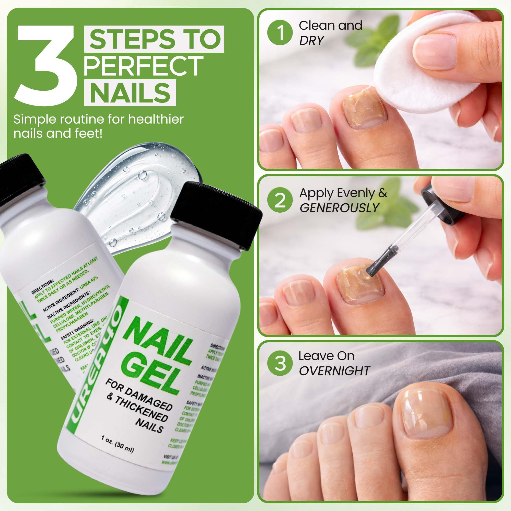 Urea żel do paznokci 1 uncja 40% mocznika Hard Nail Softener Szybkoschnący Anti-Pille do miękkich i łamliwych paznokci do paznokci i paznokci u stóp Top Creme Easy Brush Applicator