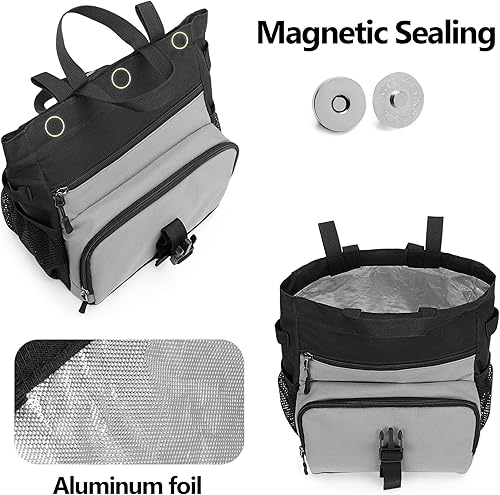 Miniatura 2 de Bolsa de tiza grande para escalada en roca y boulder con forro de papel de aluminio, cierre magnético, múltiples bolsillos, 2 soportes para cepillos