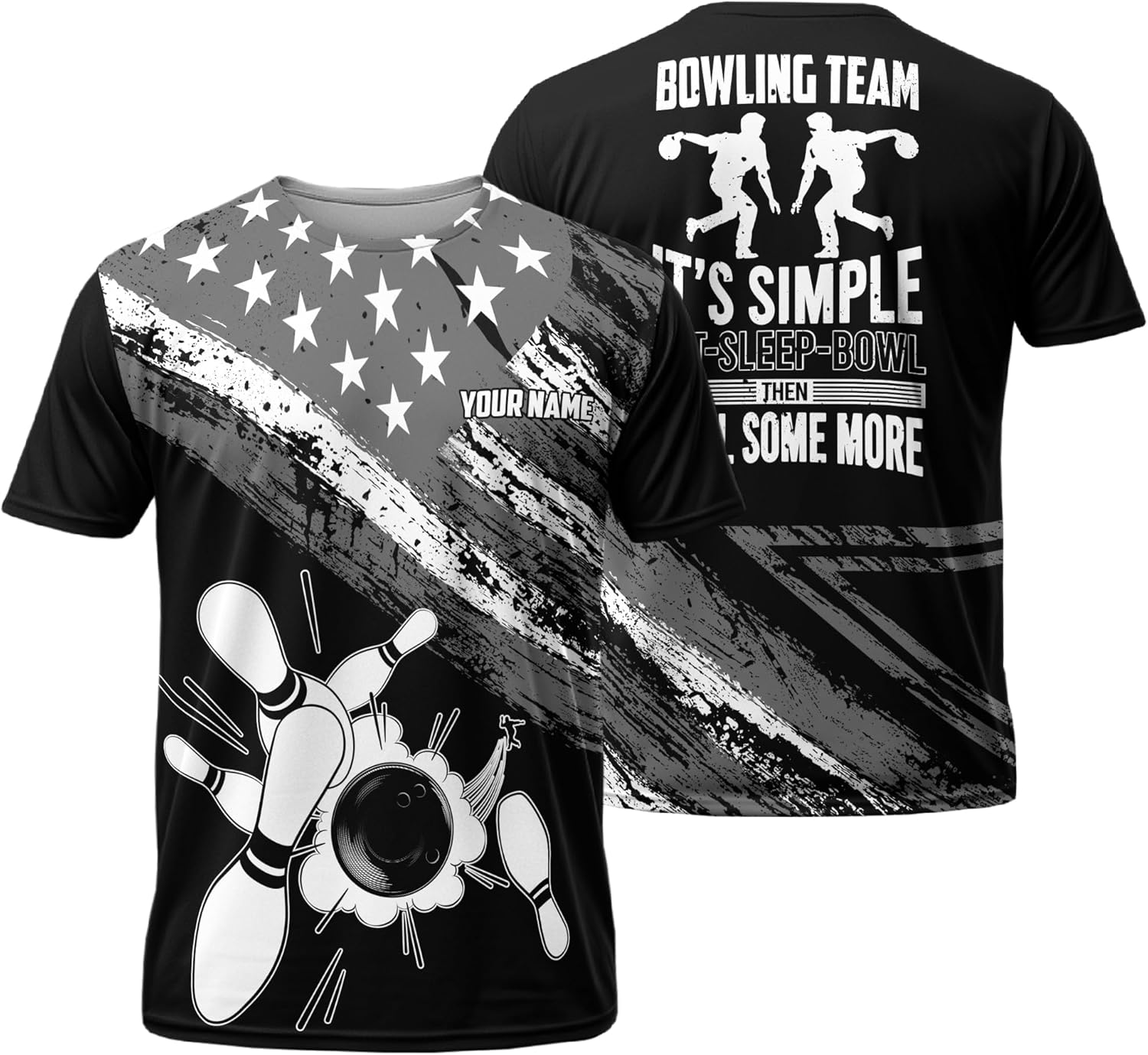 Mens Bowling Tshirt Customized USA Strike Bowling T Shirt for Bowling Team Printed Bowling Lover Clothes