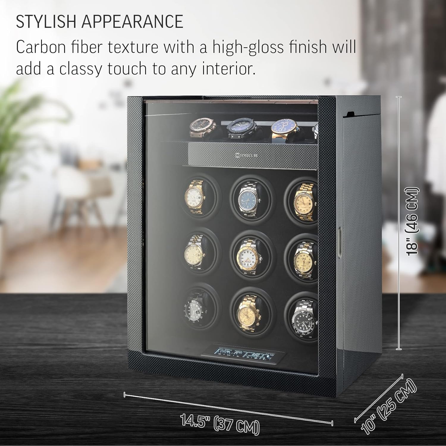 TIMECUBE 9 Watch Winder with 4 Storage Slots and Interior Light