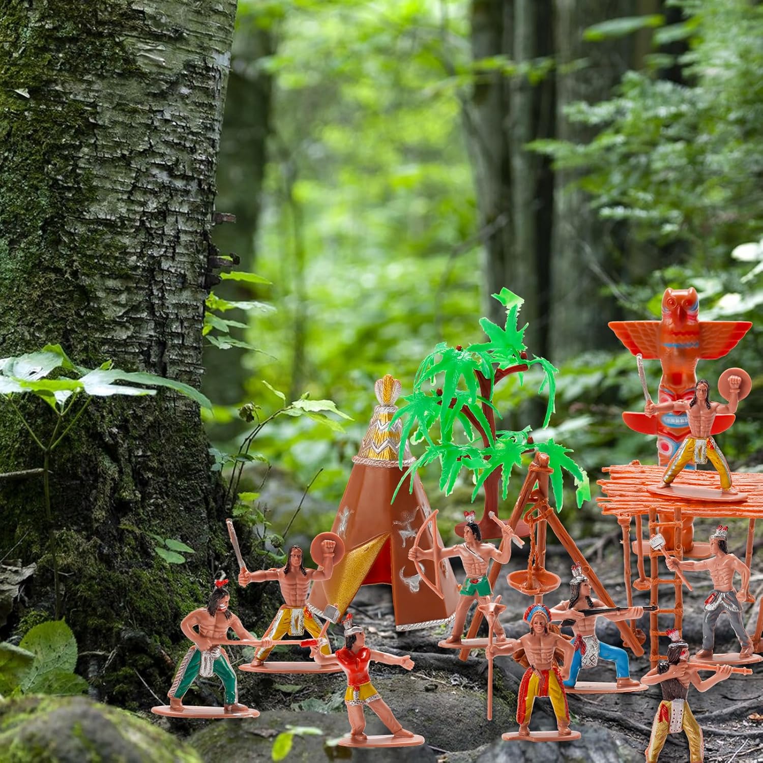 X Hot Popcorn 23 Pcs Miniature Indians Figurines Plastic Indians Action Figurines Diorama Supplies for Scene Decoration Birthday Present