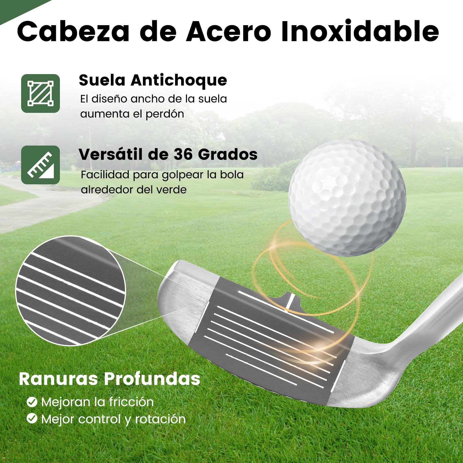 COSTWAY Astilladora de Palos de Golf, Chipper, Cuña de Lanzamiento 36° para Diestros