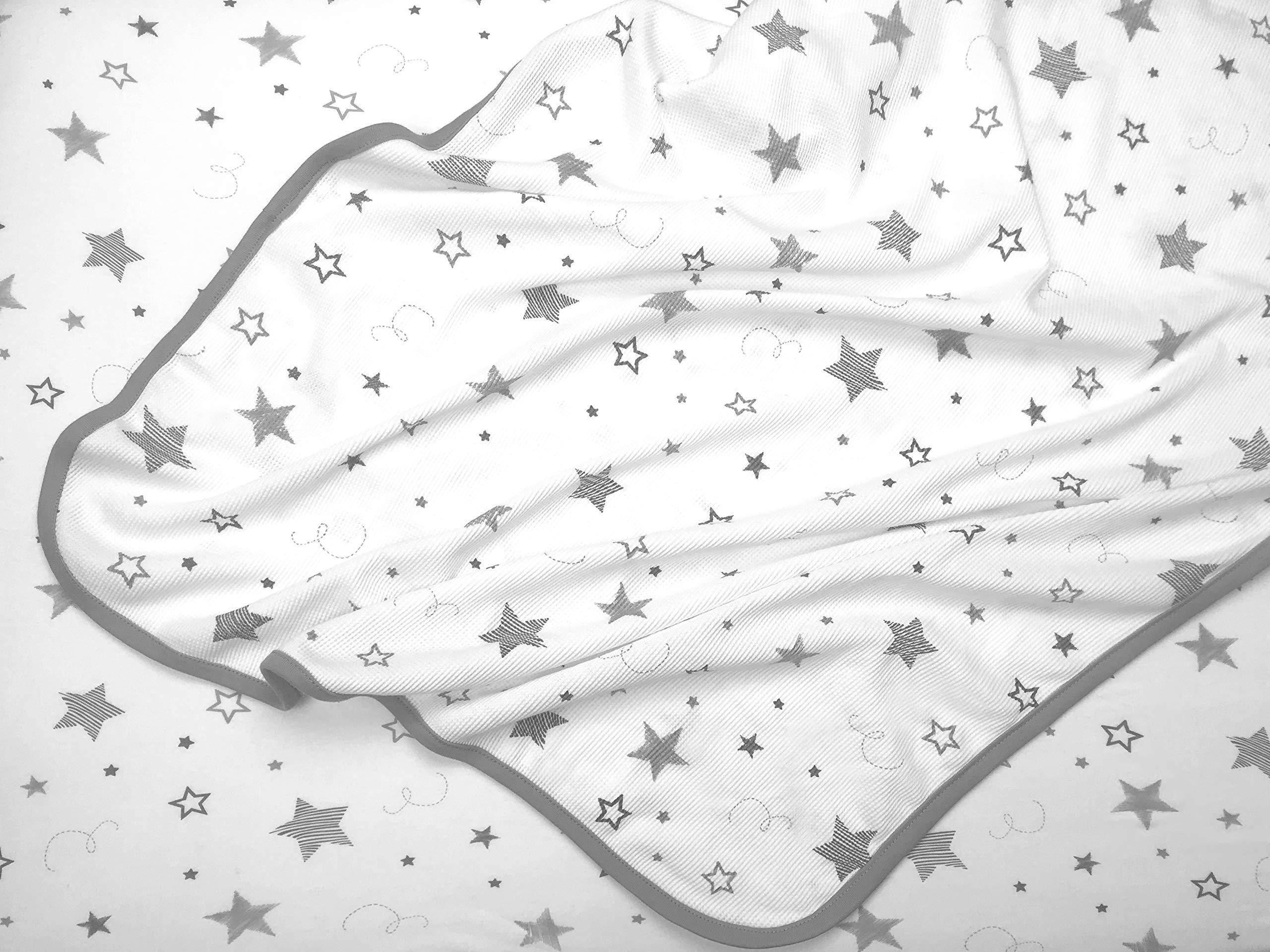 American Baby Company 30 x 40 Pulgadas, Suave 100% Algodón Natural, Manta térmica/Waffle, Super Estrellas, Suave y Transpirable, para niños y niñas