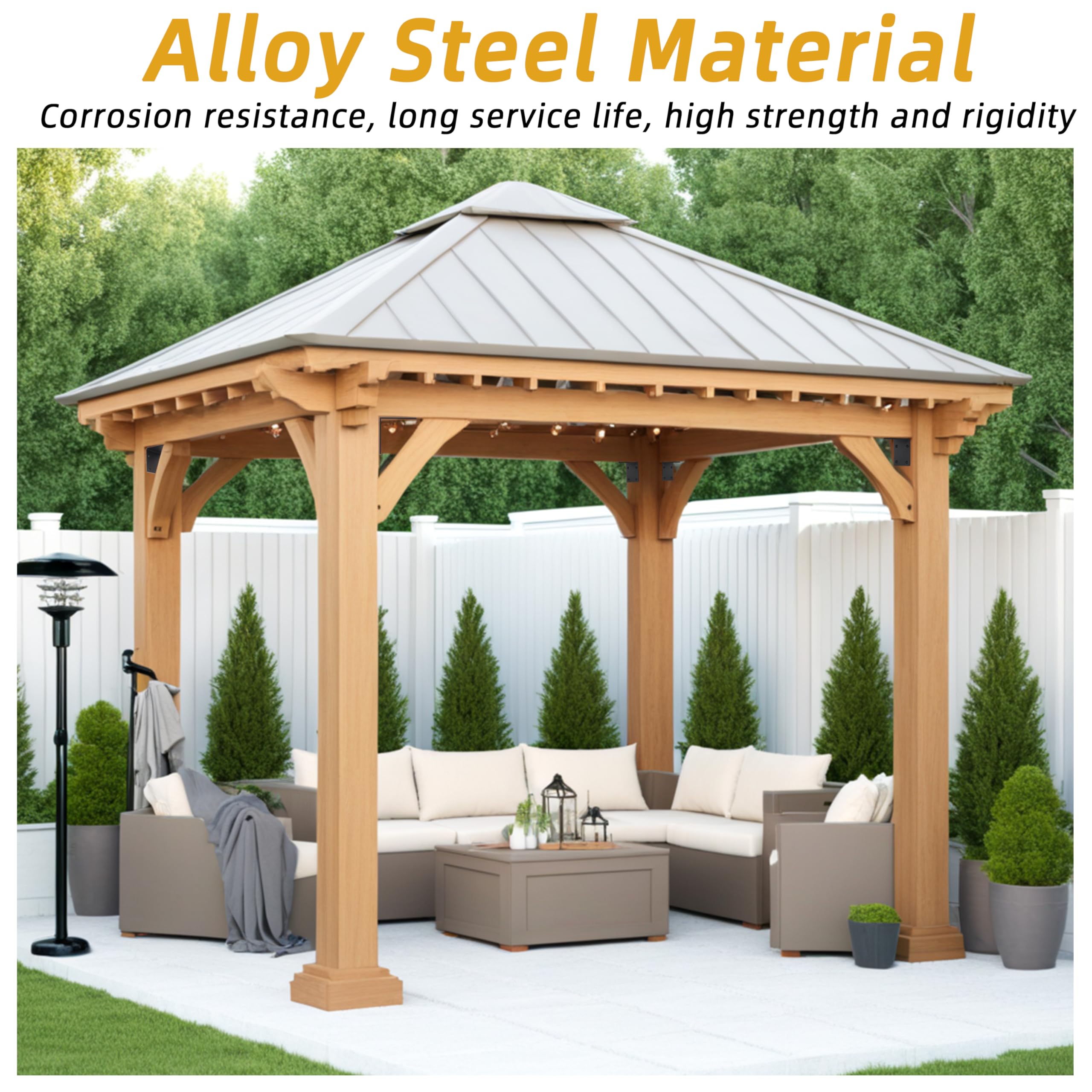 Confezione da 2 staffe angolari in acciaio resistente, 15,2 x 15,2 x 12,7 cm, staffa ad angolo retto a L, spessore 5,7 mm, staffa angolare per giunti in metallo, mensole in legno, supporto per mobili