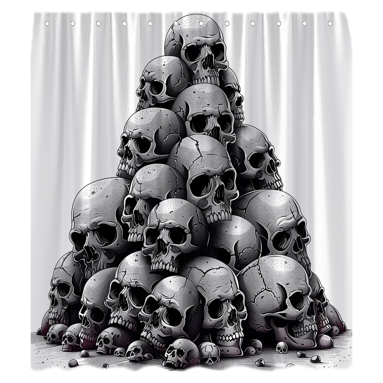 LAEDCIITI Duschvorhang Mit Totenkopf-Motiv - Gothic Design, 178x178 Cm, Polyester, Inkl. 12 Haken