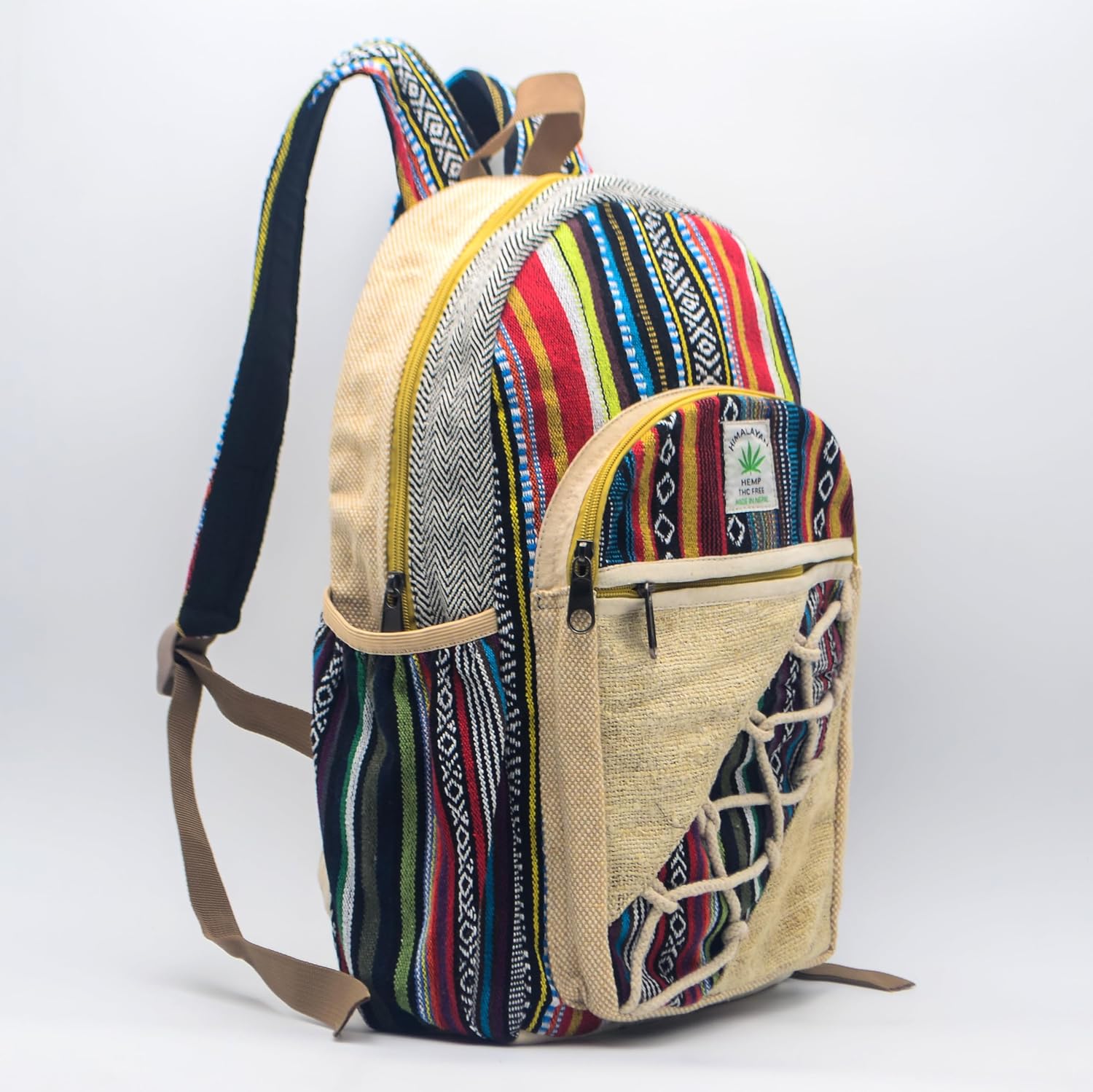 Anitya Himalayan Hemp Backpack, Rope Lace Boho Daypack, Handmade in Nepal image 2